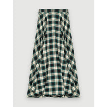 Women Green And White Checked Cotton Skirt - Green