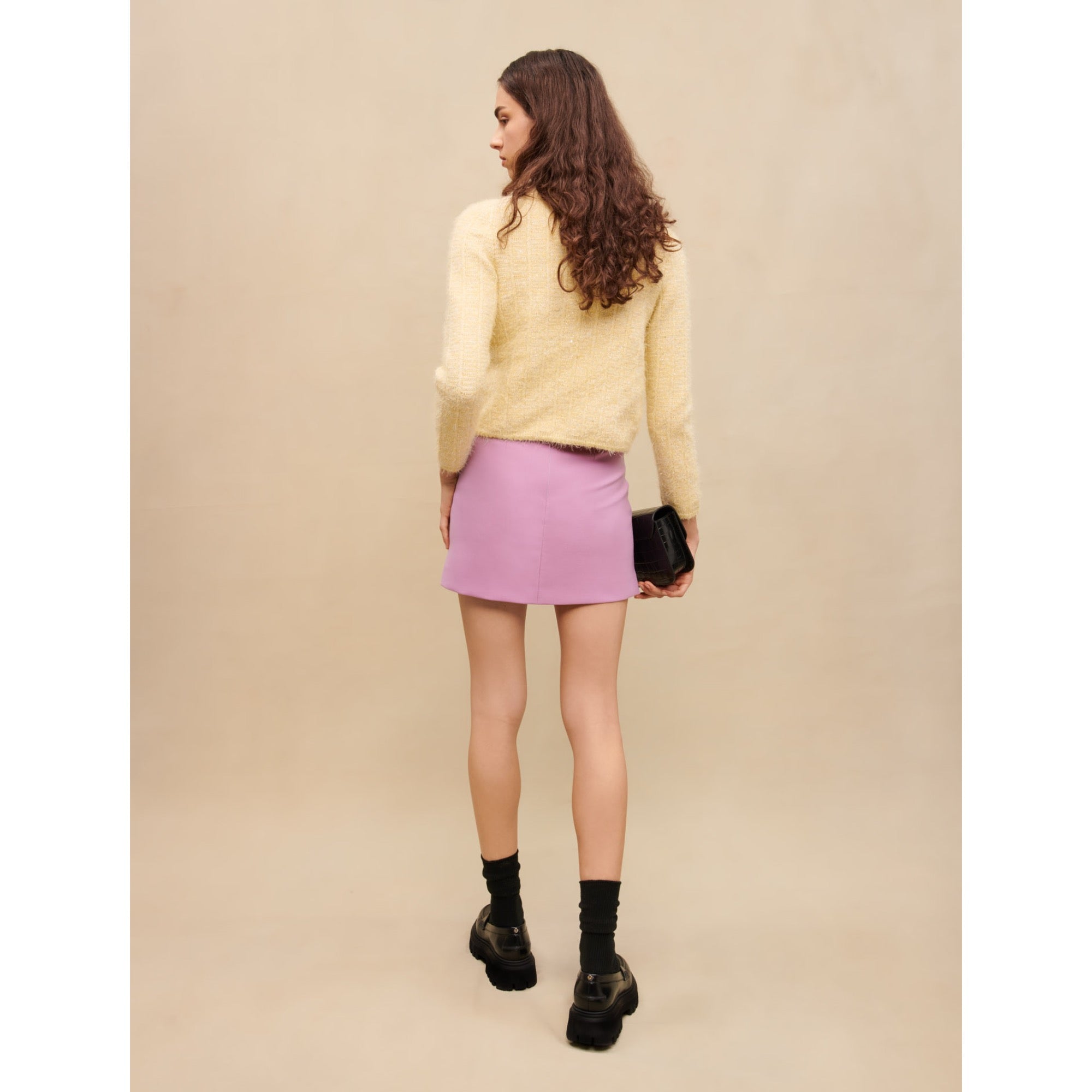 Women Short Skirt With Buttons - Parma Violet