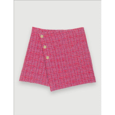 Women Wrap Skirt In Tweed - Fuchsia