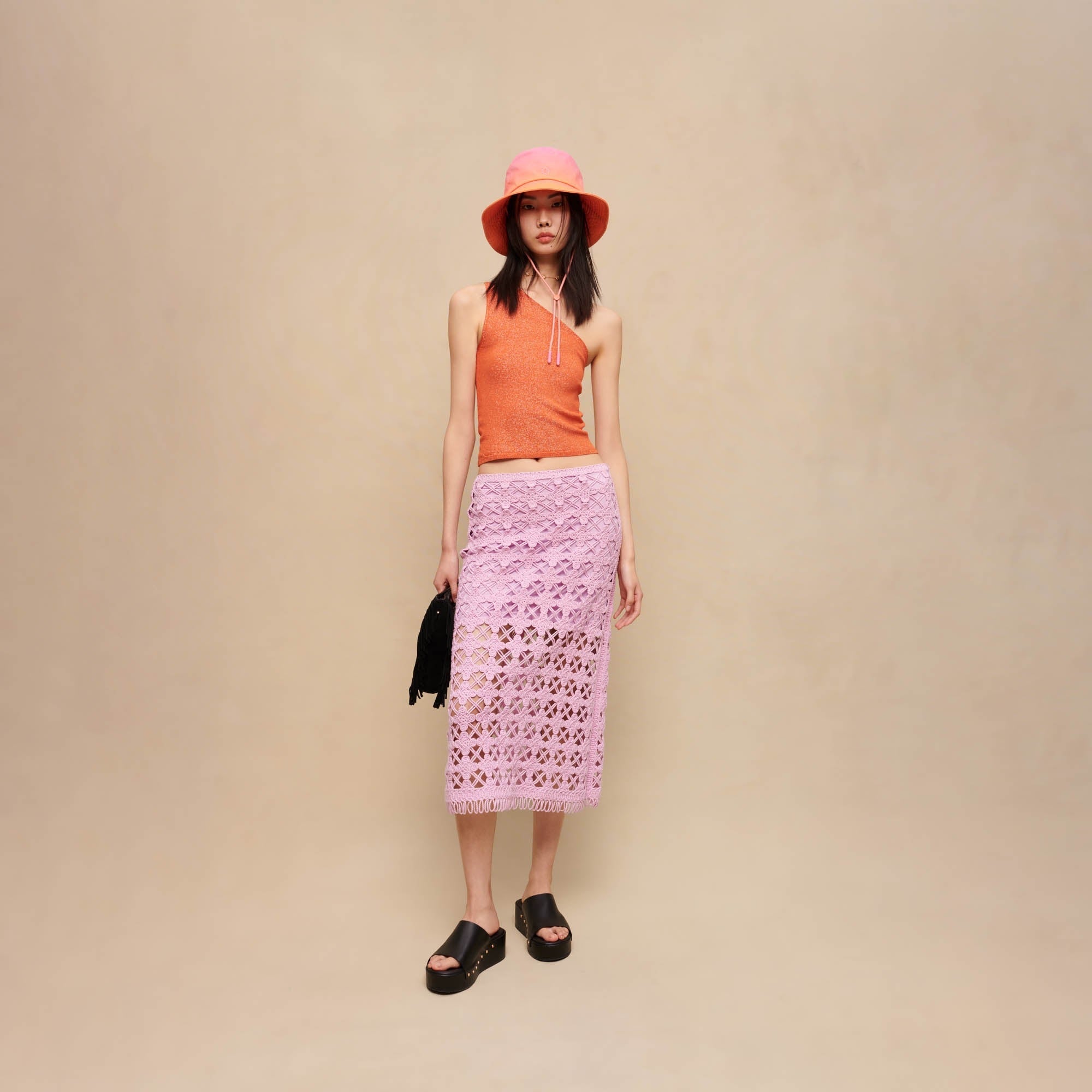 Women Crochet Midi Skirt - Parma Violet