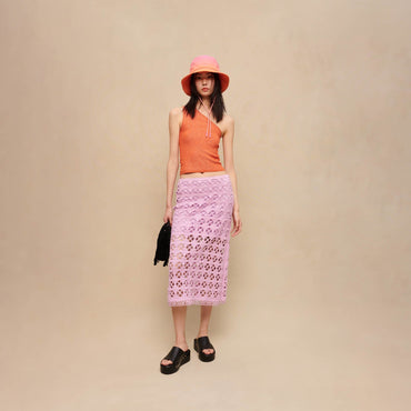 Women Crochet Midi Skirt - Parma Violet