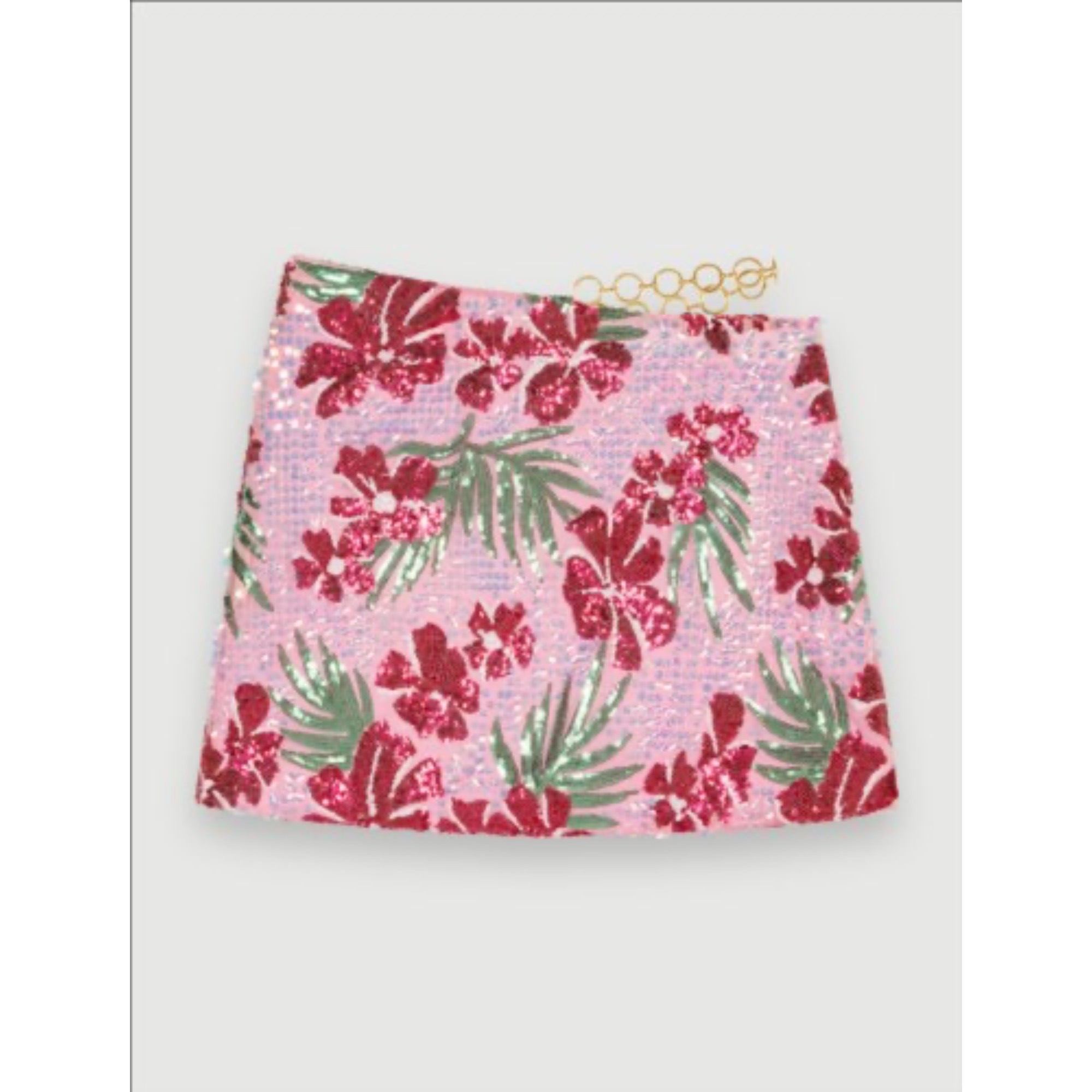 Women Short Skirt - Print Pink Hibiscus