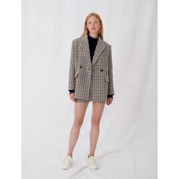 Women Checked Blazer-Style Coat - Blue 3490