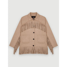 Women Double-Faced Coat With Fringing - Camel