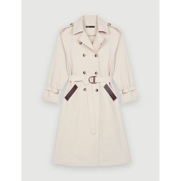 Women Trench Coat With Smocking At The Back - Ecru