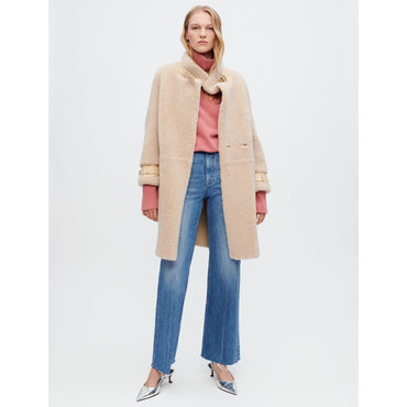 Women Shearling Coat - Ecru