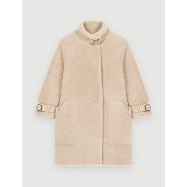 Women Shearling Coat - Ecru