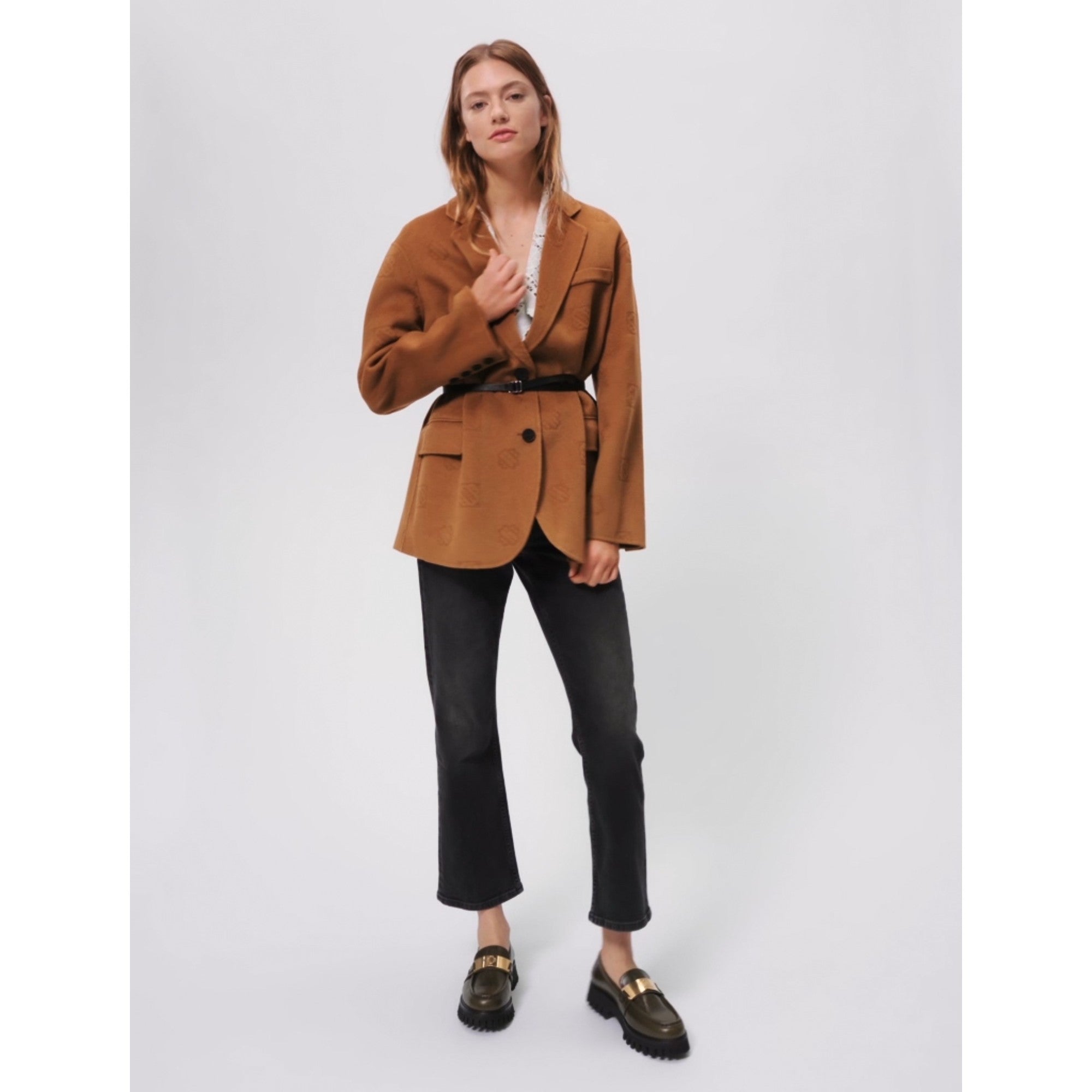 Women Oversized Double-Sided Coat - Tobacco