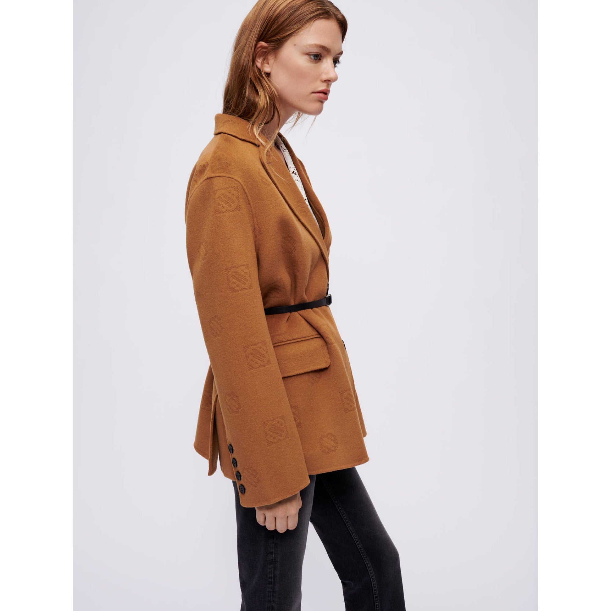 Women Oversized Double-Sided Coat - Tobacco