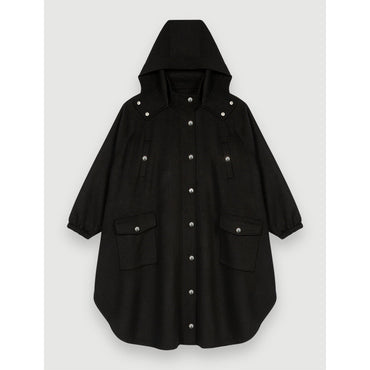 Women Double-Sided Oversize Coat - Black