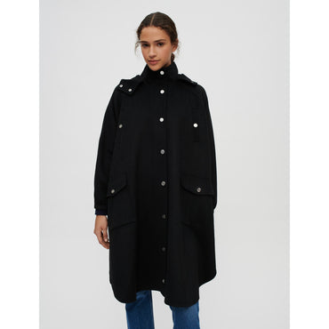 Women Double-Sided Oversize Coat - Black