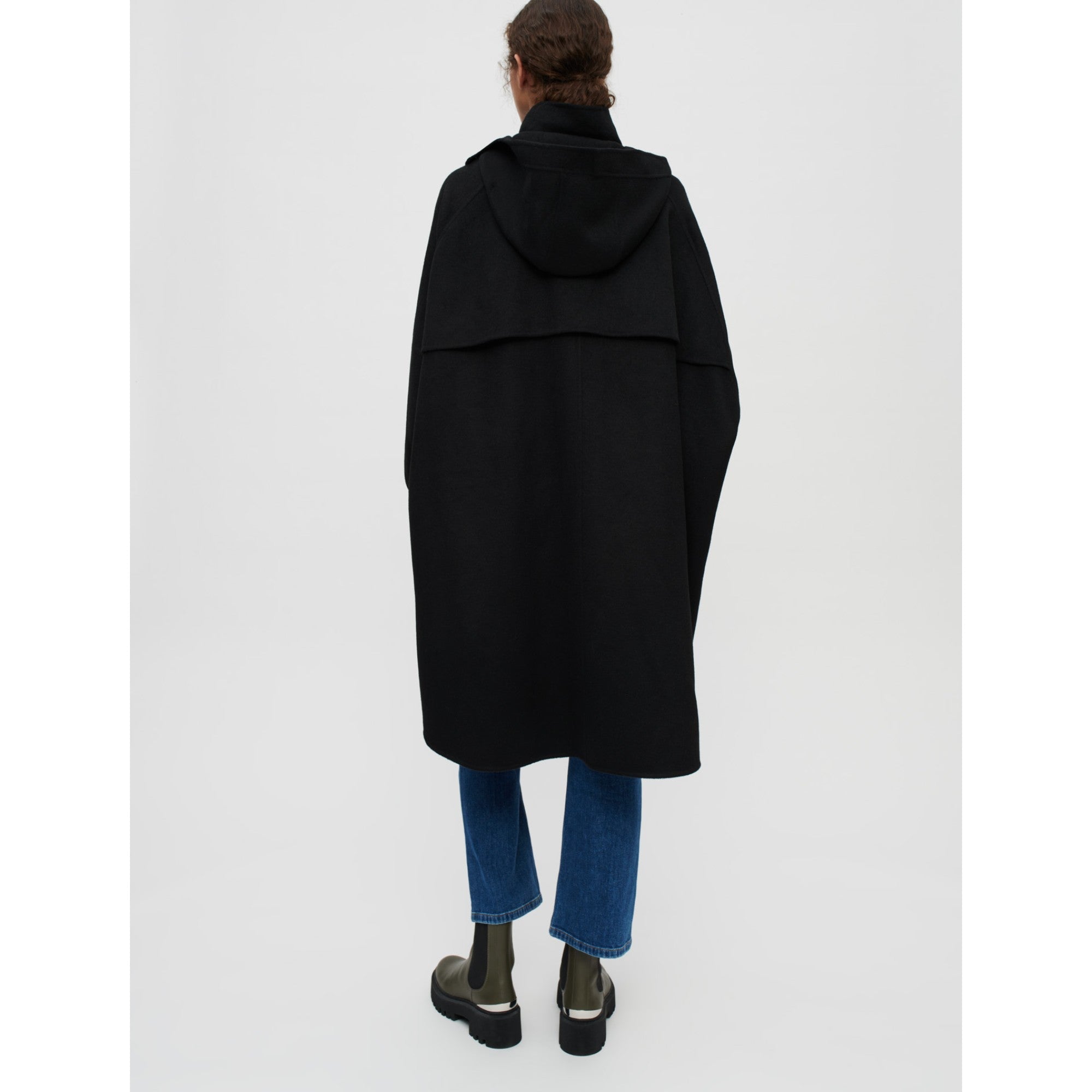 Women Double-Sided Oversize Coat - Black