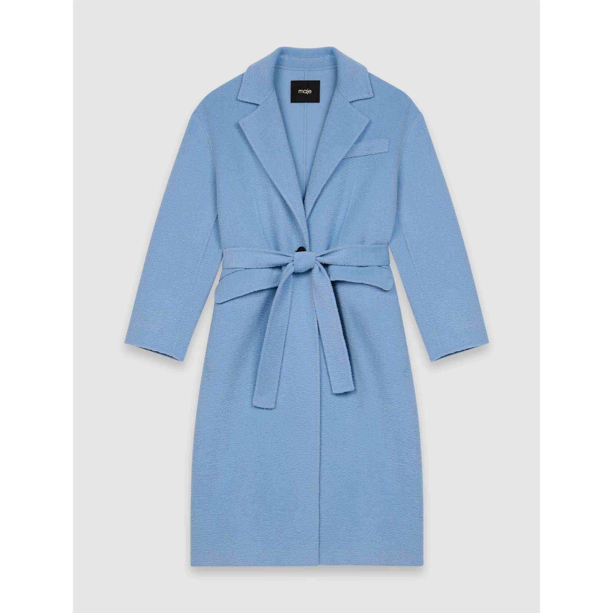 Women Blue Double-Breasted Coat - Light Blue