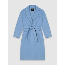 Women Blue Double-Breasted Coat - Light Blue