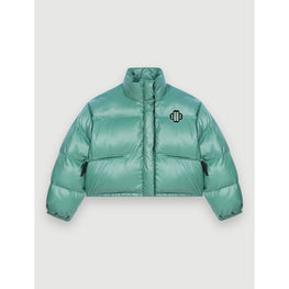 Women Green Down Jacket With Maje Clover Patch - Green