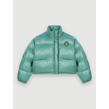 Women Green Down Jacket With Maje Clover Patch - Green