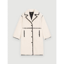 Women Faux Sheepskin And Vinyl Coat - Ecru