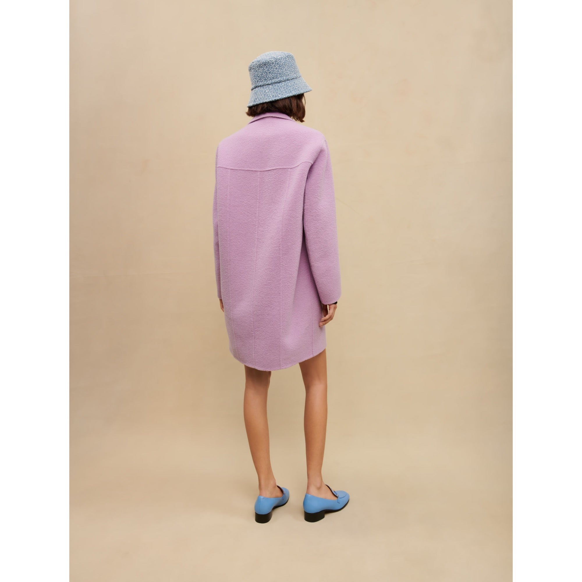 Women Mauve Double-Sided Boucl√© Coat - Parma Violet