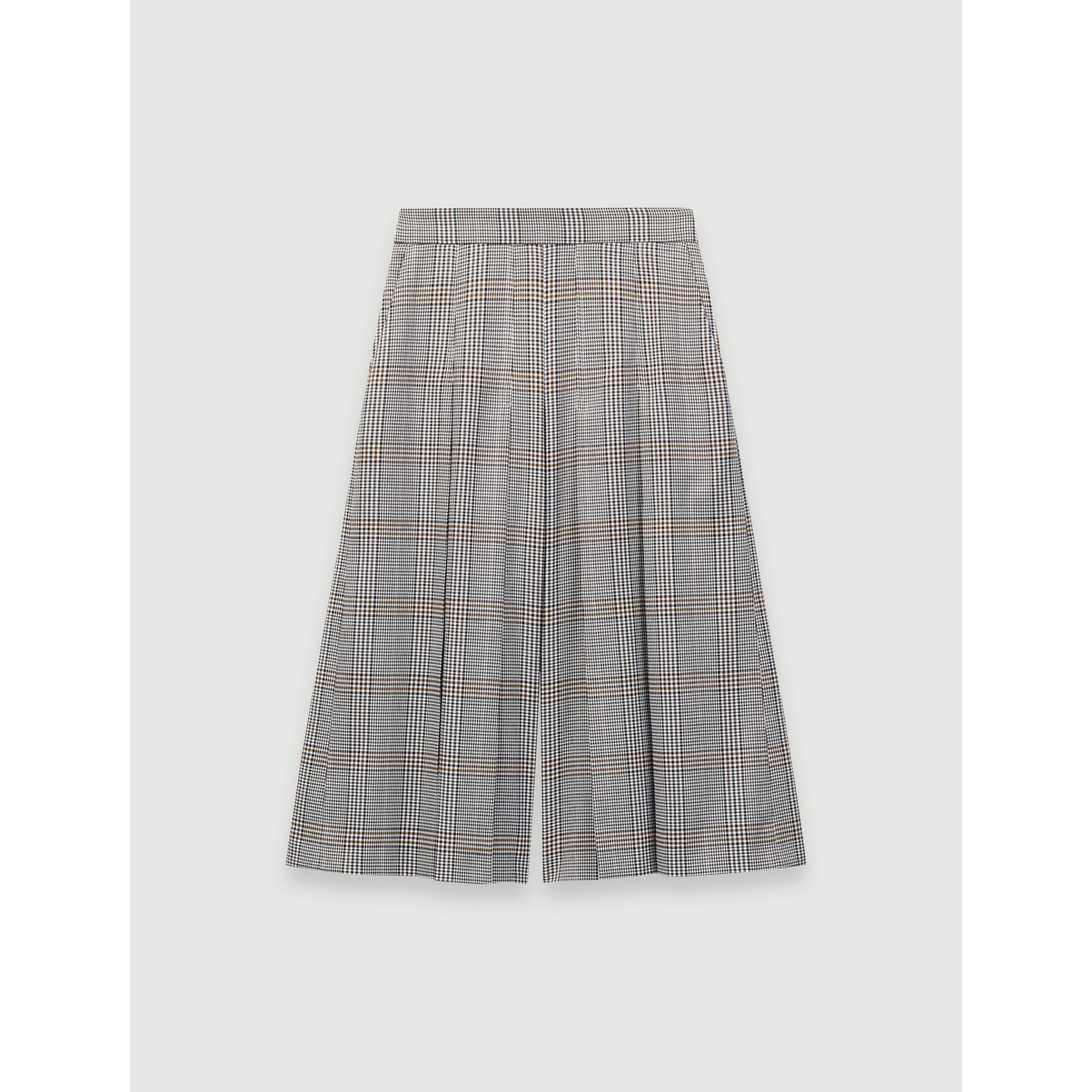 Women Bermuda-Style Checked Pants - Grey