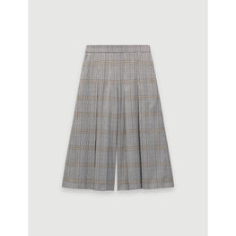 Women Bermuda-Style Checked Pants - Grey