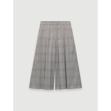 Women Bermuda-Style Checked Pants - Grey