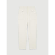 Women Corduroy Trousers With Studs  - Ecru