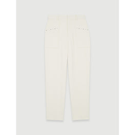 Women Corduroy Trousers With Studs- Ecru