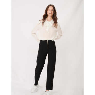 Women Recycled Polyester Straight Cut Trousers - Black