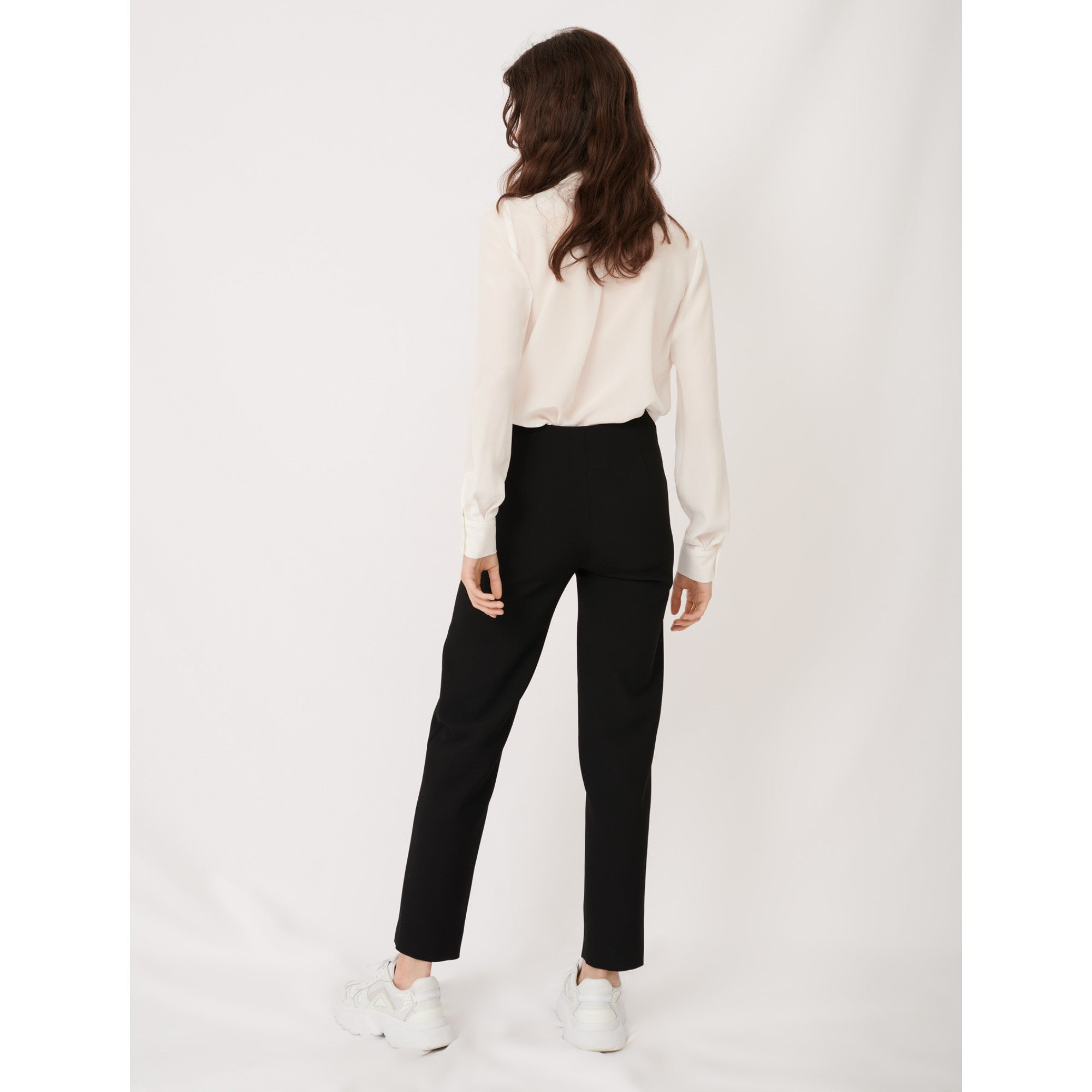 Women Recycled Polyester Straight Cut Trousers - Black