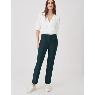 Women Straight-Leg Suit Pants - Dark Green