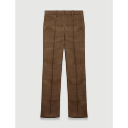 Women Straight Cut Checked Trousers - Brown