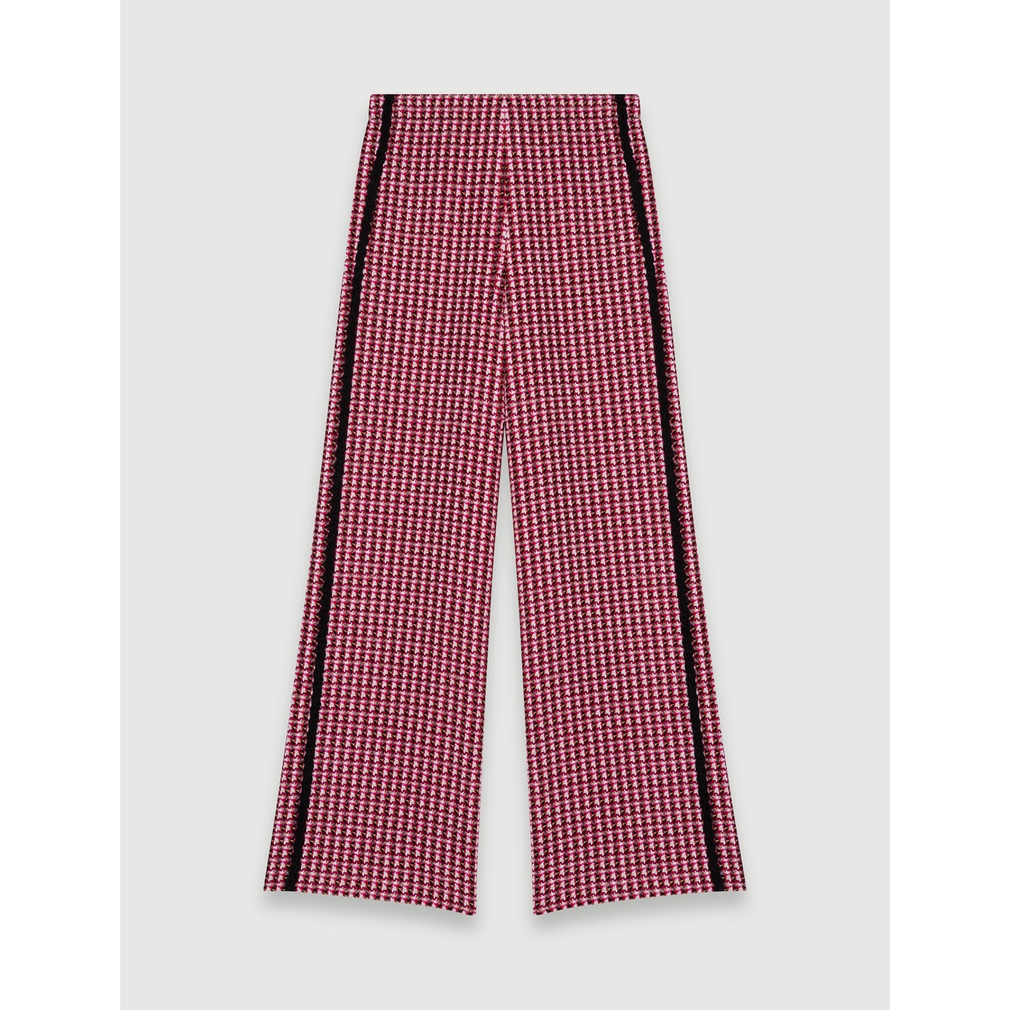 Women Wide Trousers In Contrast Tweed - Fuchsia