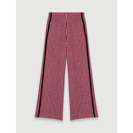 Women Wide Trousers In Contrast Tweed - Fuchsia