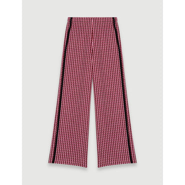 Women Wide Trousers In Contrast Tweed - Fuchsia