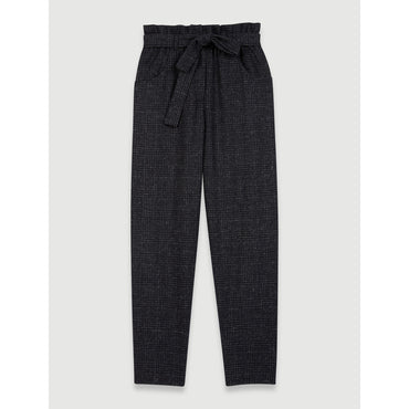 Women Checked Trousers In Recycled Wool - Blue