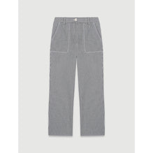 Women Topstitched Oshkosh Stripe Trousers - Navy / Ecru