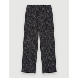 Women Wide-Leg Tweed-Style Trousers - Navy