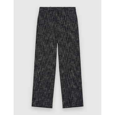 Women Wide-Leg Tweed-Style Trousers - Navy