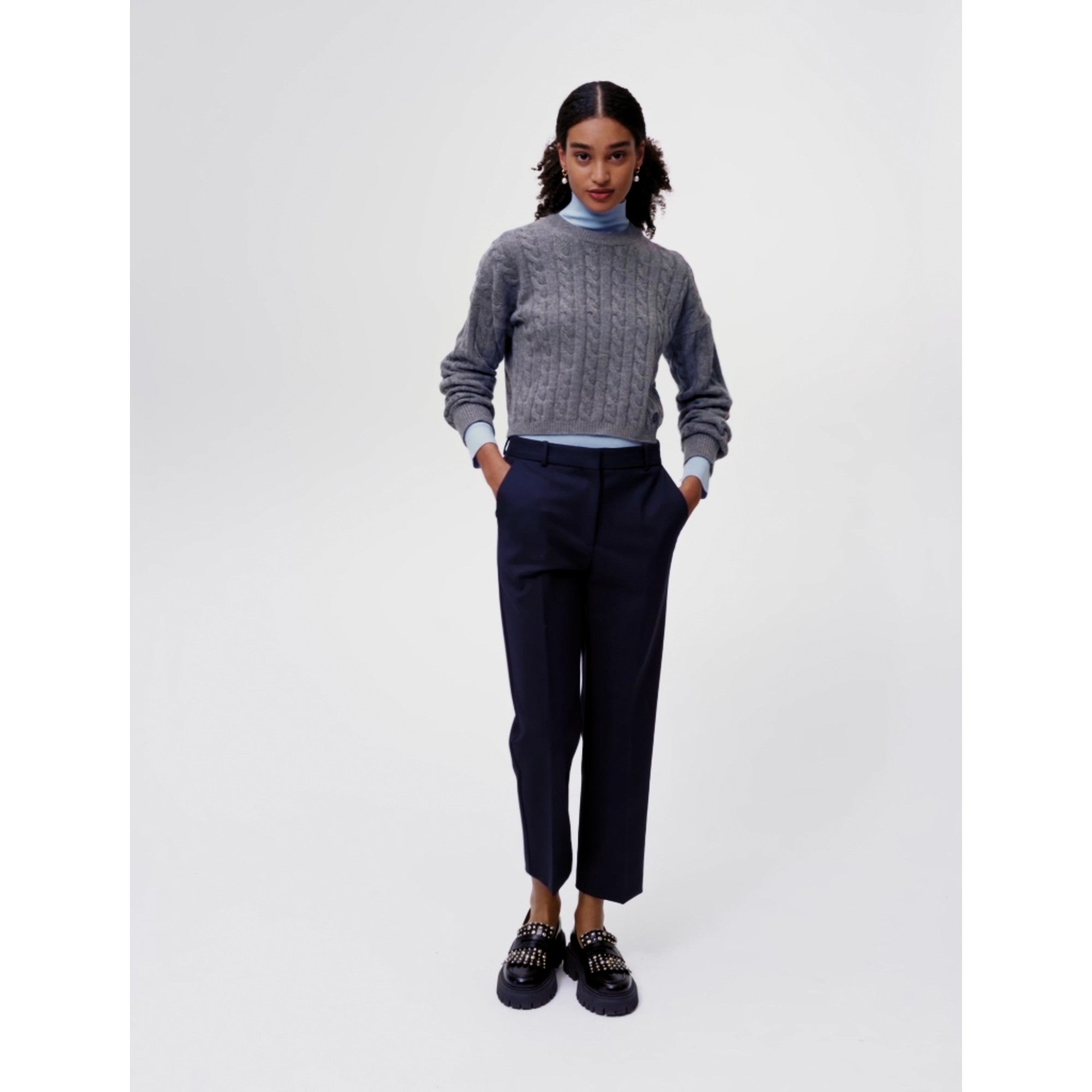 Women Straight-Leg Suit Pants - Navy