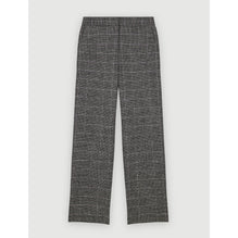 Women Wide-Legged Checked Trousers  - Grey