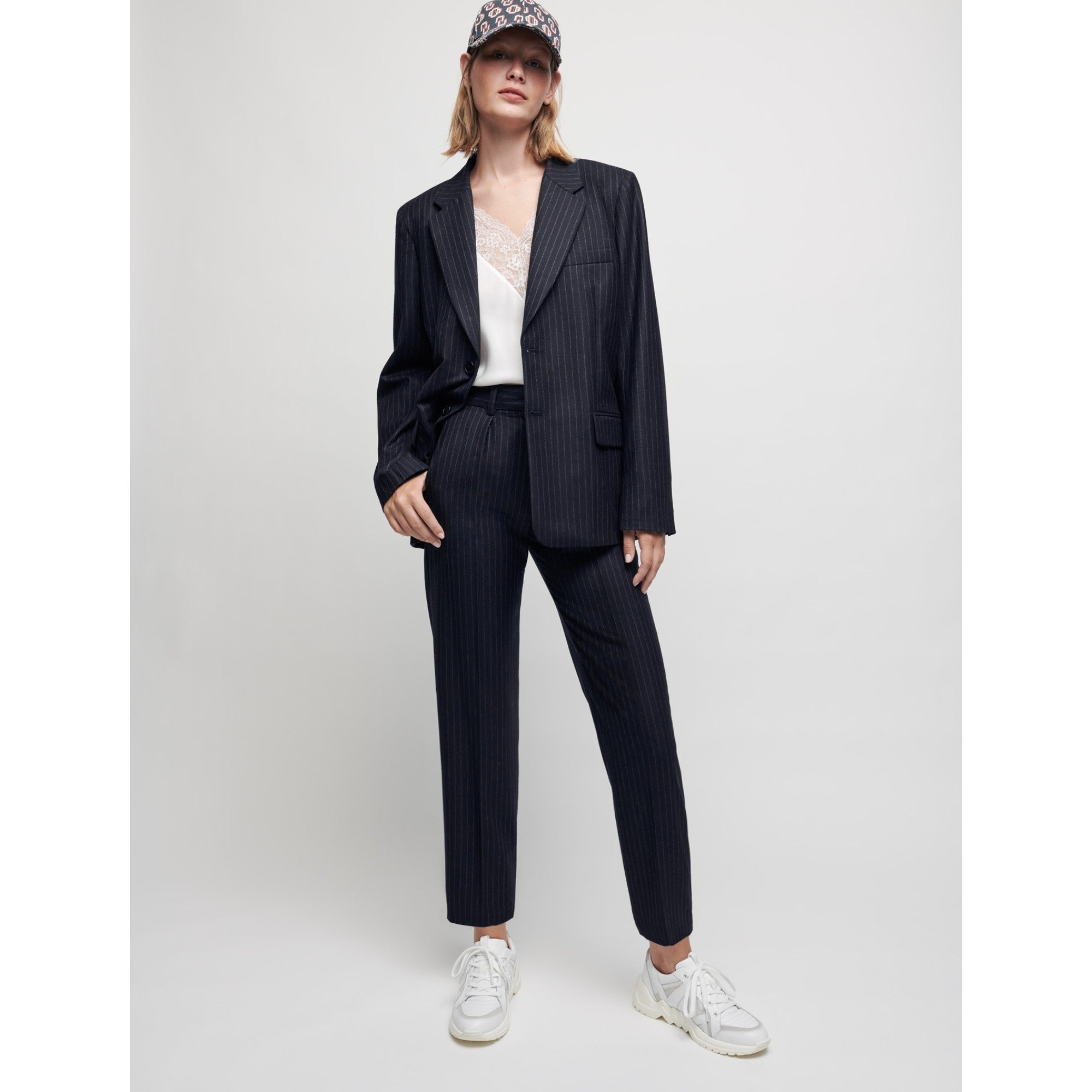 Women Cashmere Wool Trousers - Navy