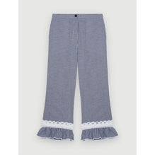 Women Gingham And Lace Pants - Navy / Ecru