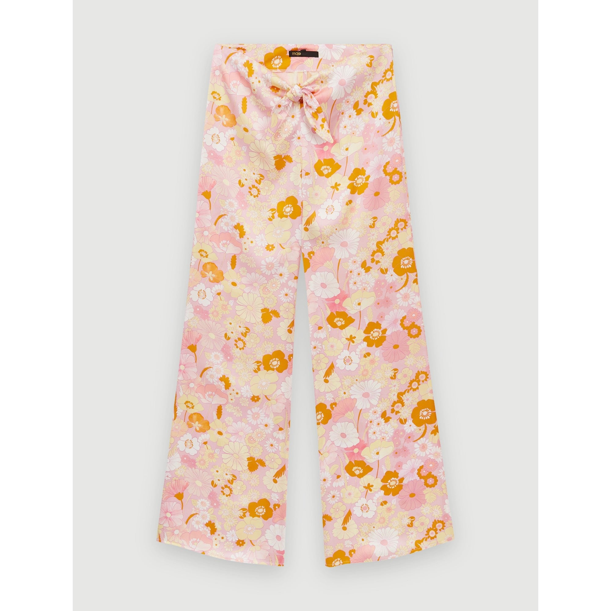 Women Fluid Flower Power Print Pants - Pink