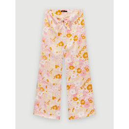 Women Fluid Flower Power Print Pants - Pink