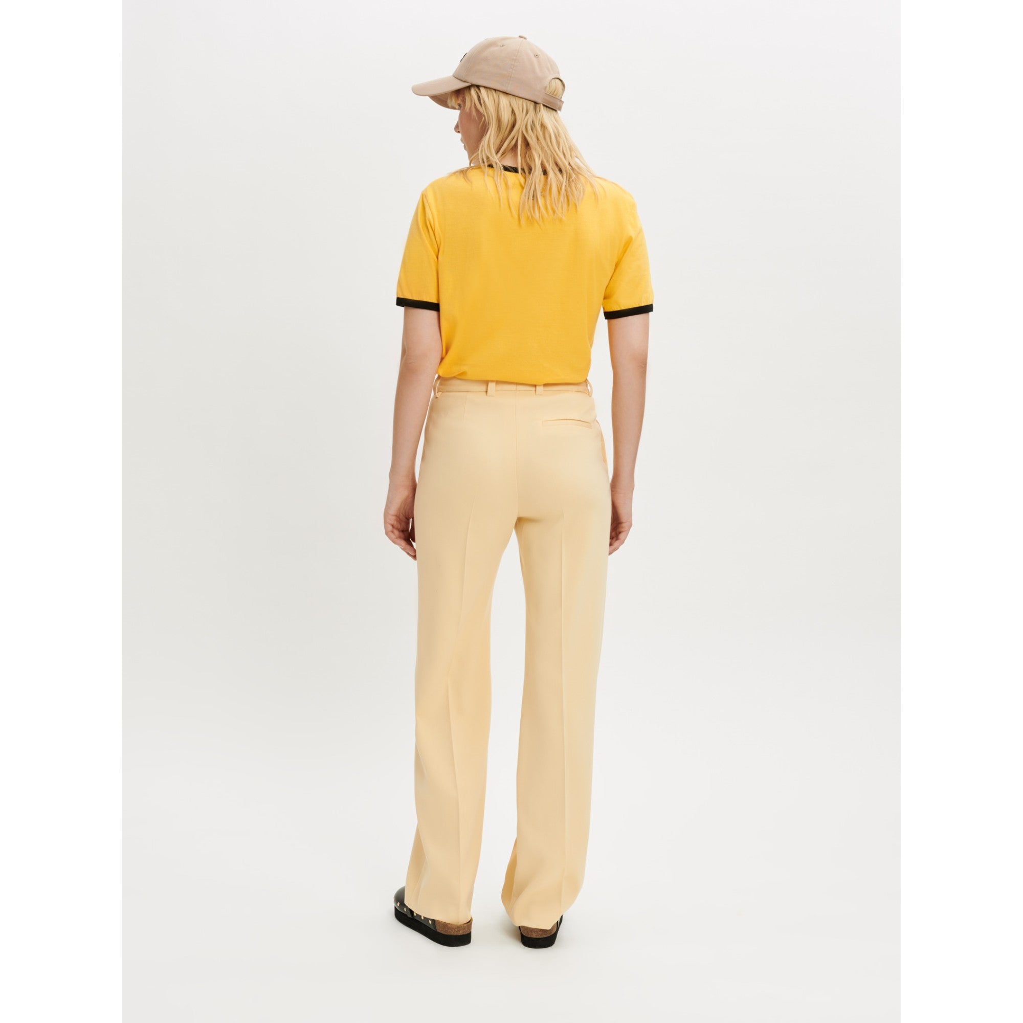 Women Straight-Leg Tailored Pants - Pale Yellow