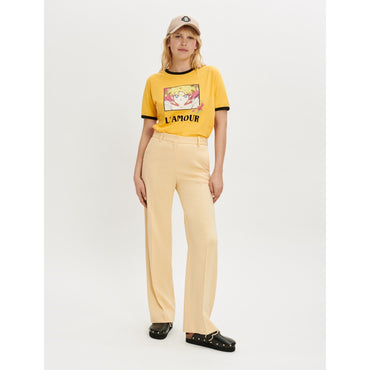 Women Straight-Leg Tailored Pants - Pale Yellow