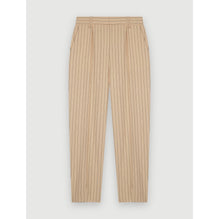 Women Fitted Striped Trousers - Beige