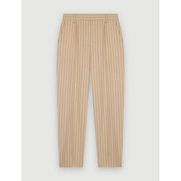 Women Fitted Striped Trousers - Beige