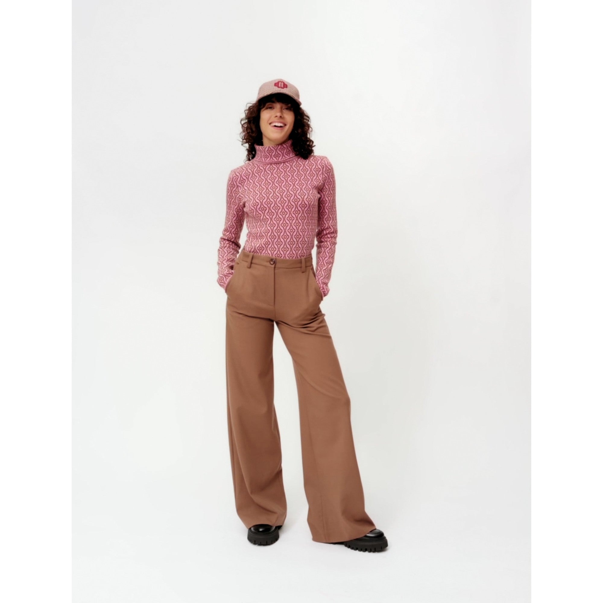 Women Wide-Leg Suit Trousers - Brown