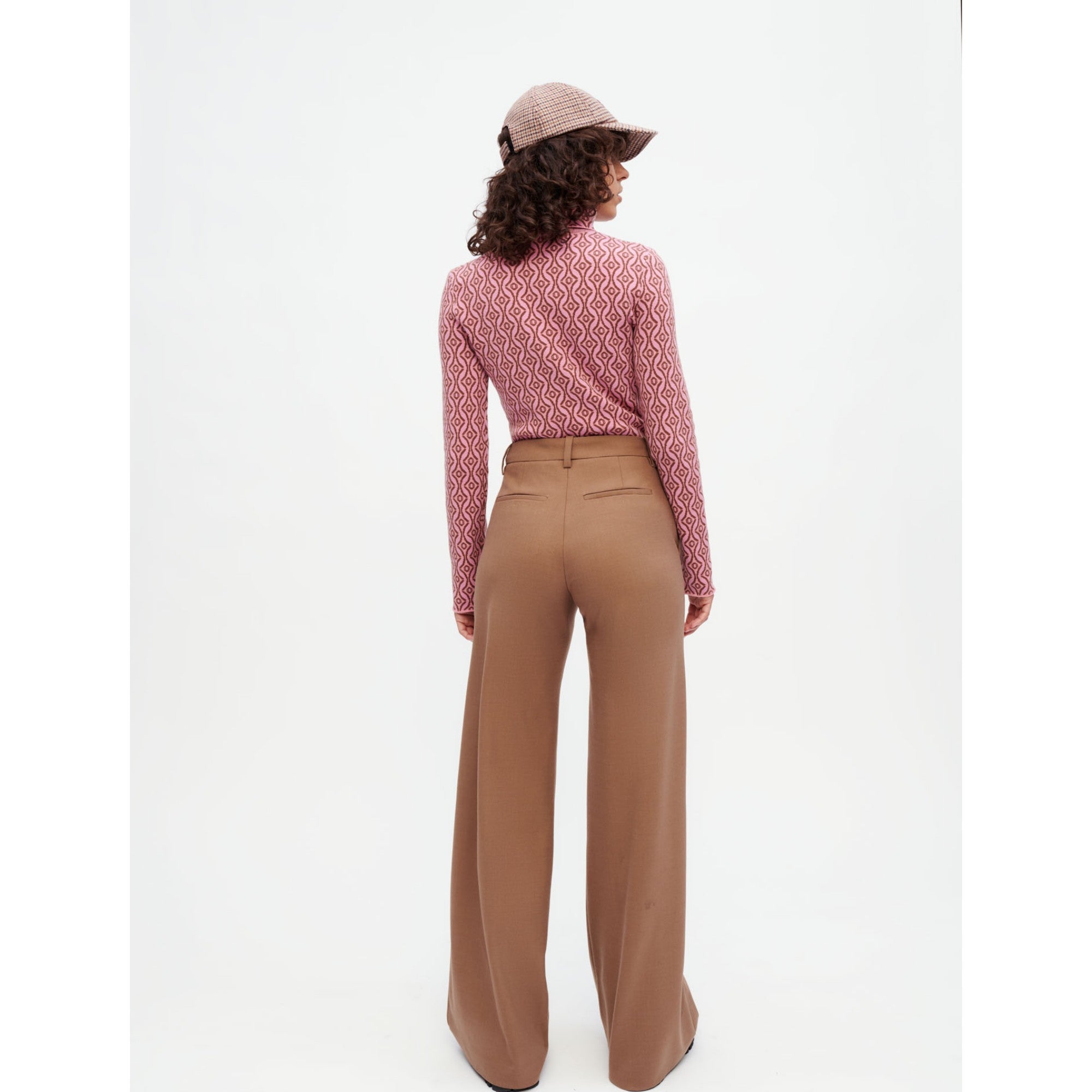 Women Wide-Leg Suit Trousers - Brown